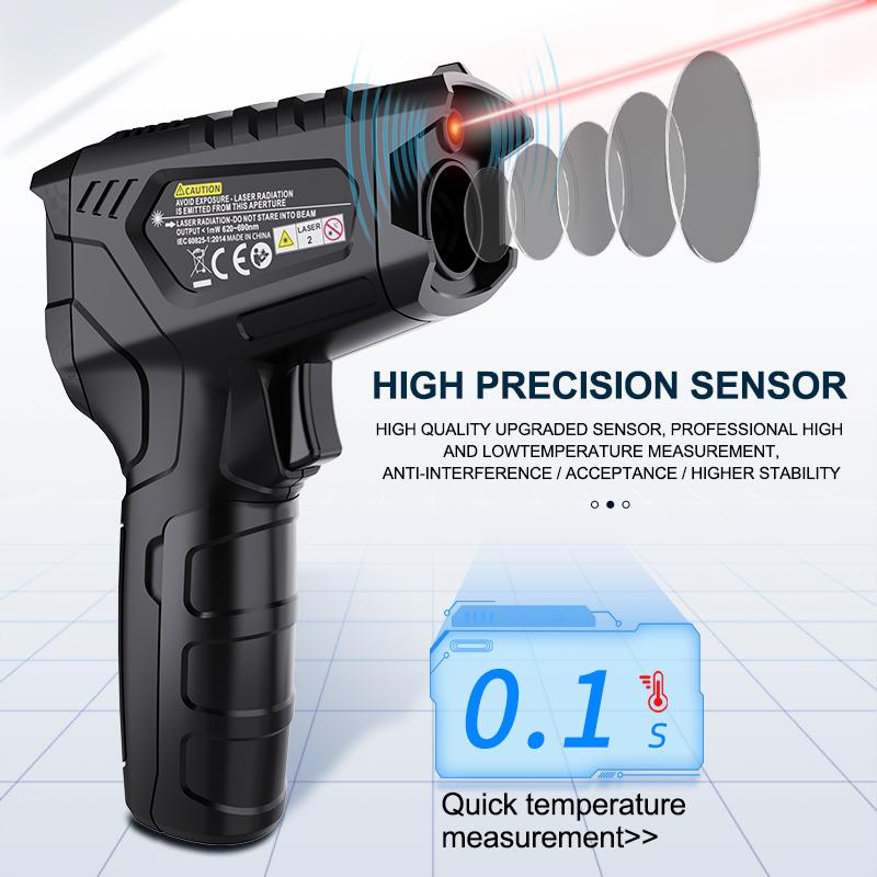 Digital Infrared Thermometer Laser Temperature Meter Non-contact Pyrometer Imager Hygrometer IR Termometro Color LCD Light Alarm