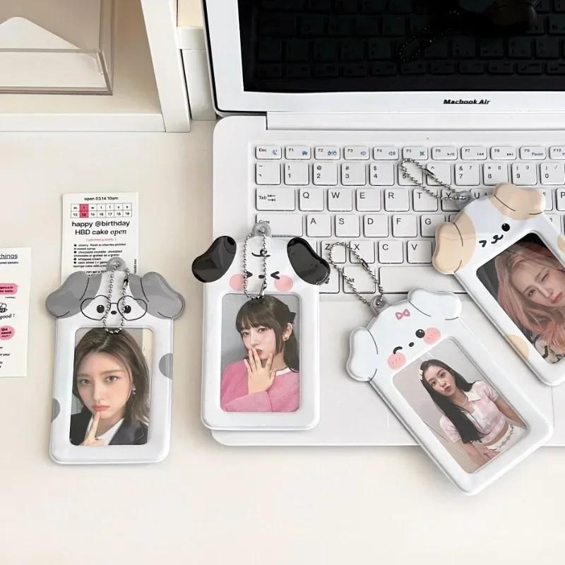 1PCS 3 Inch Photocard Card Holder Case Kawaii Kpop Photo Card Holder Keychain Ins Protector Photo Sleeves Bus Card Case Bags