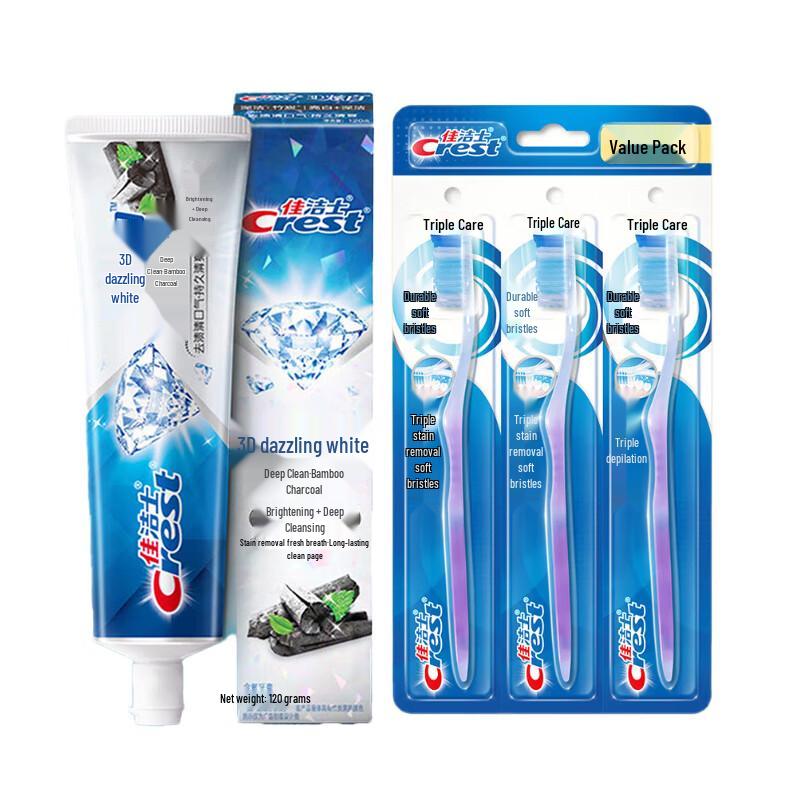 Набор Crest 3D White Угольная зубная паста и Зубная щетка Triple Care