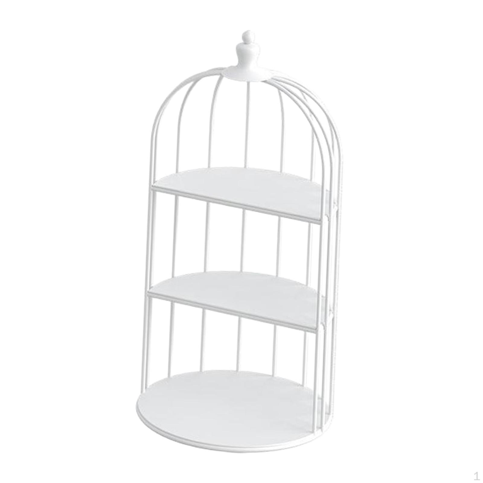 Bird Cage Cake Dessert Stand Cupcake with Decorative Iron Birdcage Shape And Sturdy Rack белый