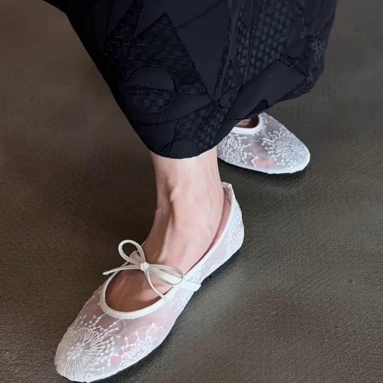 Sheepskin version~ Gentle women's shoes mesh breathable shallow mouth flat Mary Jane shoes