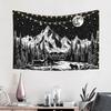 Black And White Tapestry Starry Night Mountain Tapestries For Bedroom Aesthetic Moon And Stars Tapastry'S Wall Hanging Dark