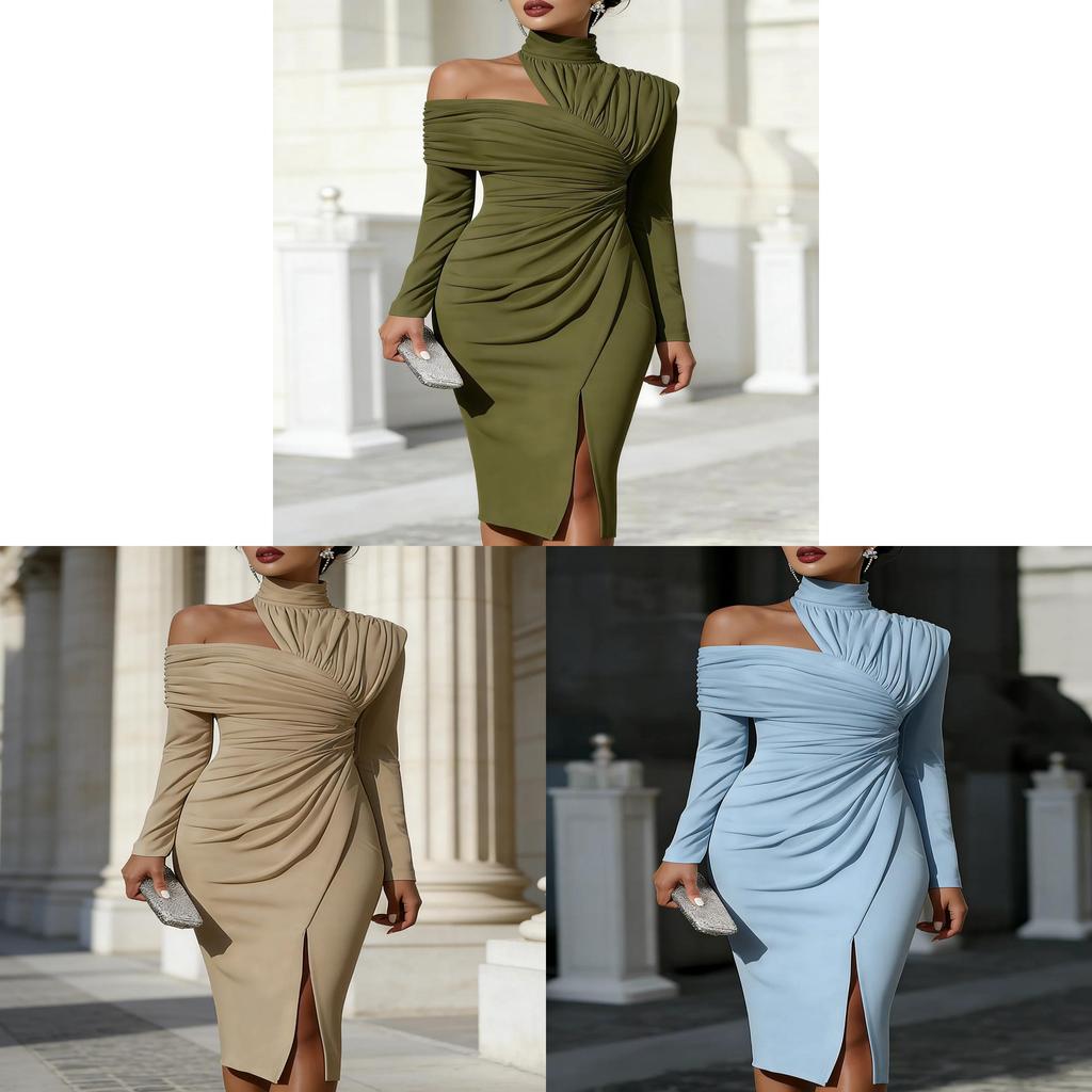Elegant Spring Casual Off Shoulder Dress With Slit For Womens Party And Date