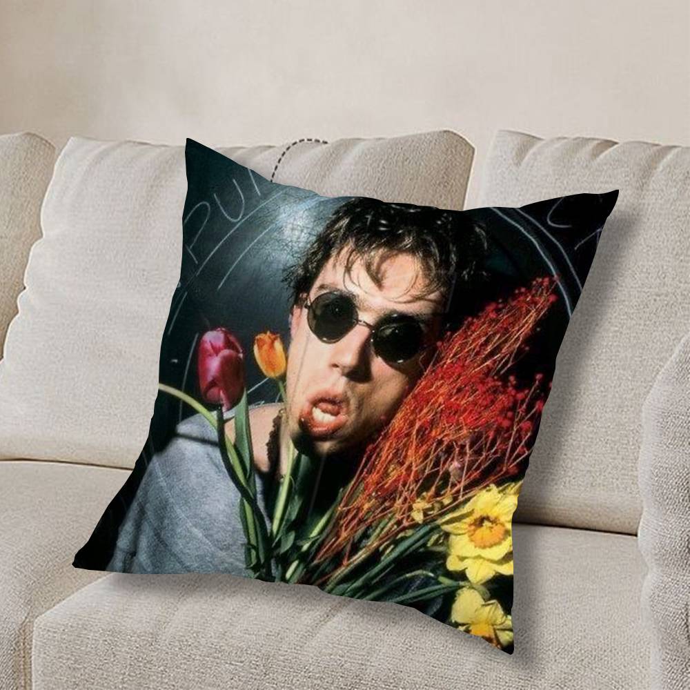 COOL Damon Albarn-n Ich Liebe Kissenbezug Anti-Milben Kissenbezug Versteckter Reißverschluss seidiger kurzer Plüsch Sofakissenbezug