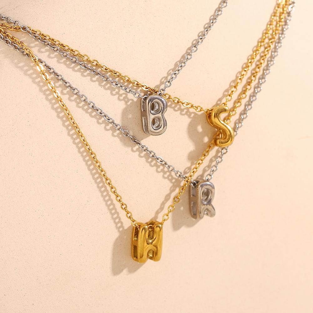 MamacitaSlay 316L Stainless Steel Letter Pendant Necklace Waterproof 18K Gold Plated Neck Jewelry Women's Minimalist Necklace