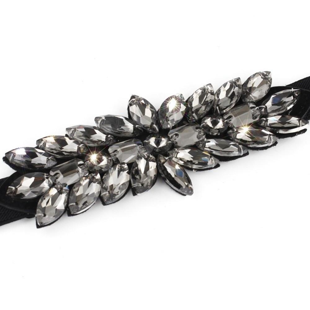 Large-Grain Crystal Stretch Waist Belt Rhinestone Waist Cincher Elastic Waist Belt  Wedding