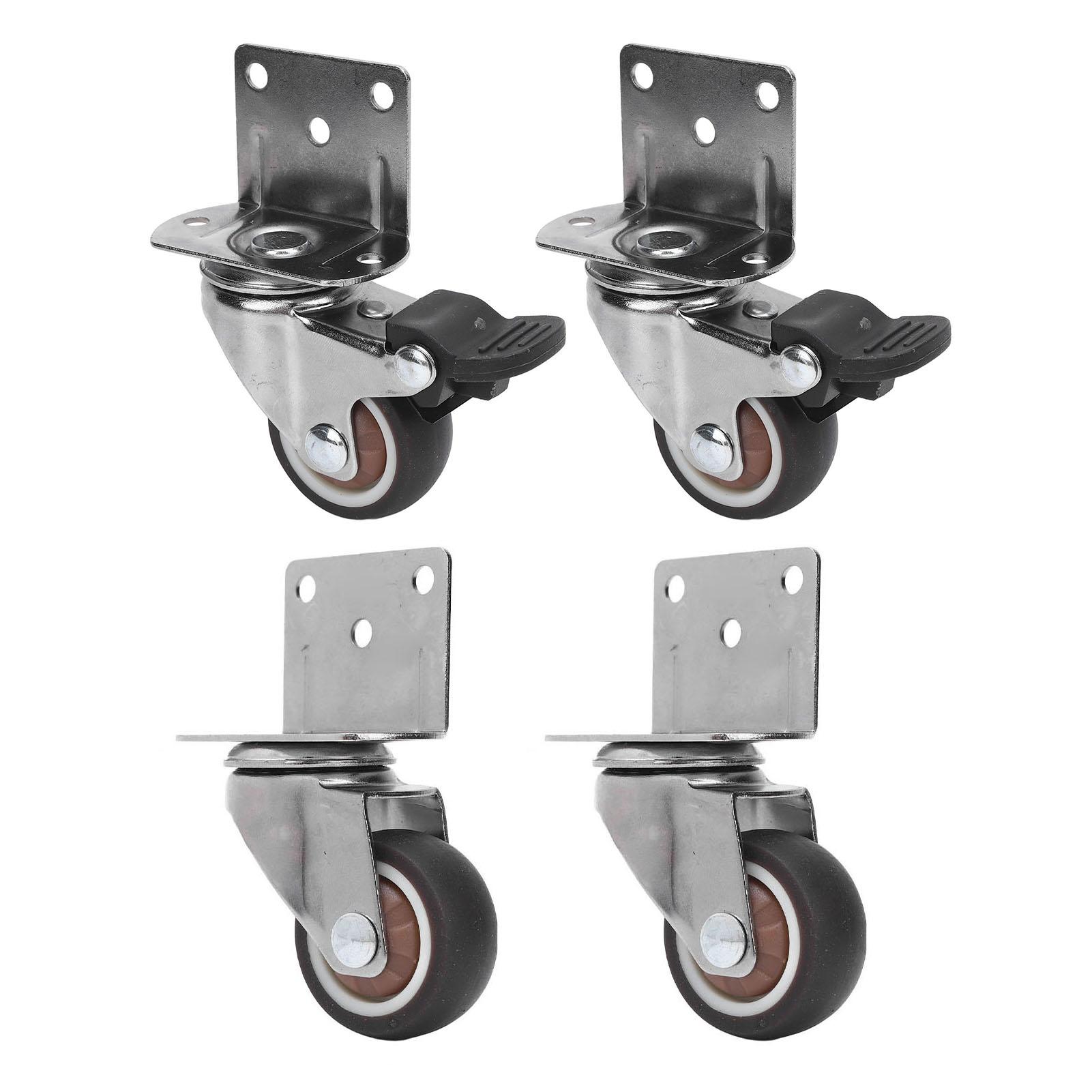 

Боковые ролики Комплект из 4 Сверхмощные 1,5 дюйма L-образные колеса из TPR на пластине 2 шт. с тормозом 2 шт. без