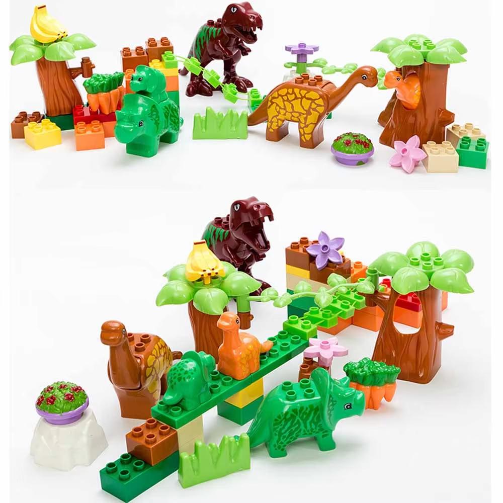 40PCS Dinosaur Valley Building Blocks Set Large Particle Animal Dinosaur World Model Toy Bricks Compatible with Children's Toys