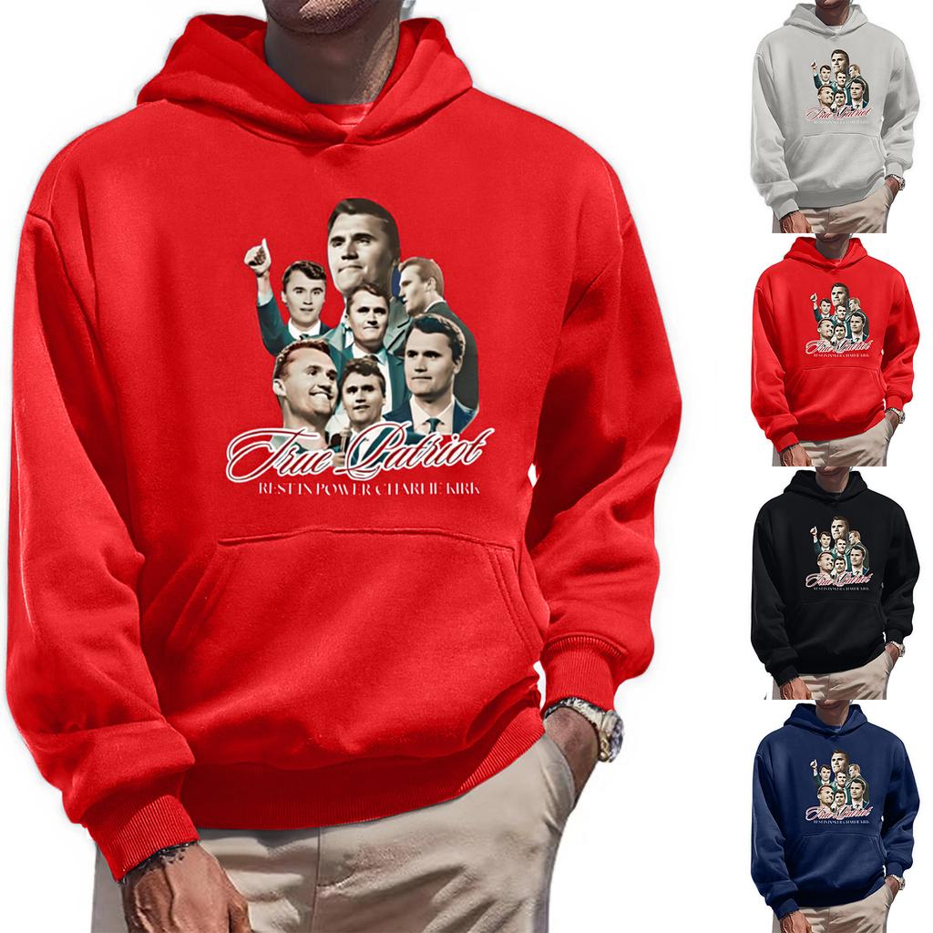 Men's Fashionable Casual Long-sleeved Printed Hooded Sweater Top