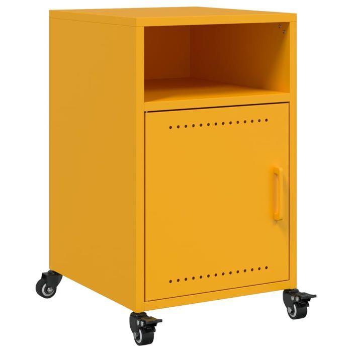 VidaXL Mustard Yellow Bedside Table 36x39x59 Cm Steel, Cabinet, Bedroom Furniture, Phone Holder, 846722