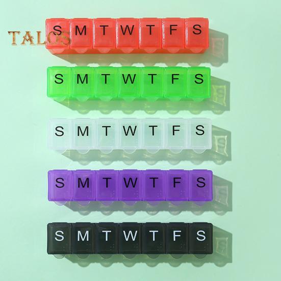 Cutie compartimentată pentru pastile 7 grile Săptămânal Copertă transparentă Data tipărită Rezistent la praf Rezistent la umiditate Organizator portabil de călătorie în aer liber pentru tablete Medicina