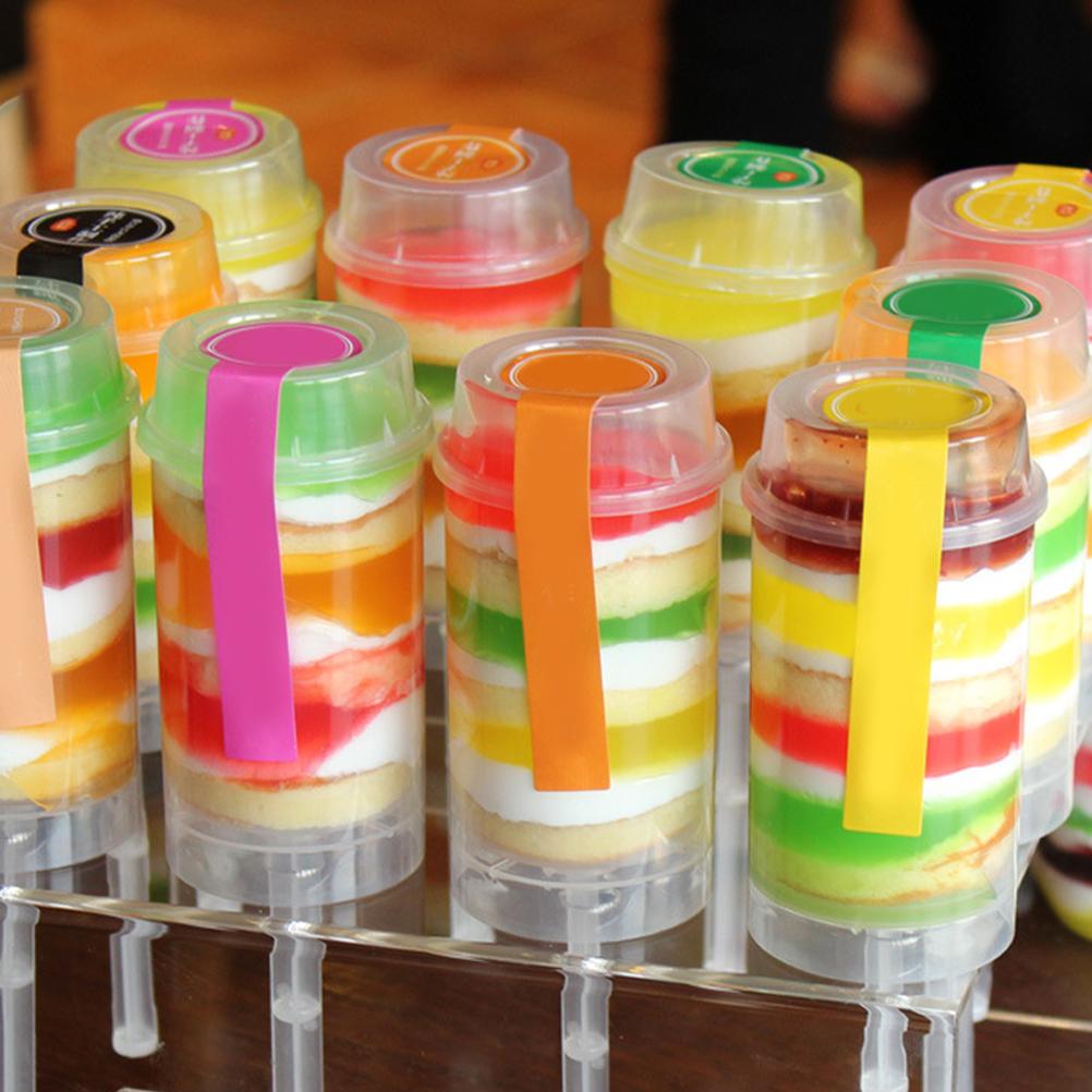 30 Pezzi Spingitori per Torte Frutta Pops Stampini Portastampi Crema Creativi su Tubi in PP Plastica Contenitori Ghiaccio Trasparenti