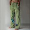 Men's 3D Feather Pattern Printed Baggy Casual Trousers,  Elastic Drawstring Waist with Pockets, for Spring Summer Home Outdoor Vacation