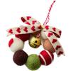 Handgefertigter Mini-Weihnachtskranz aus Wollfilz mit Glöckchen und Schleife, DIY-Girlande Feiertagsdekoration für Hauswand oder Tischplatte
