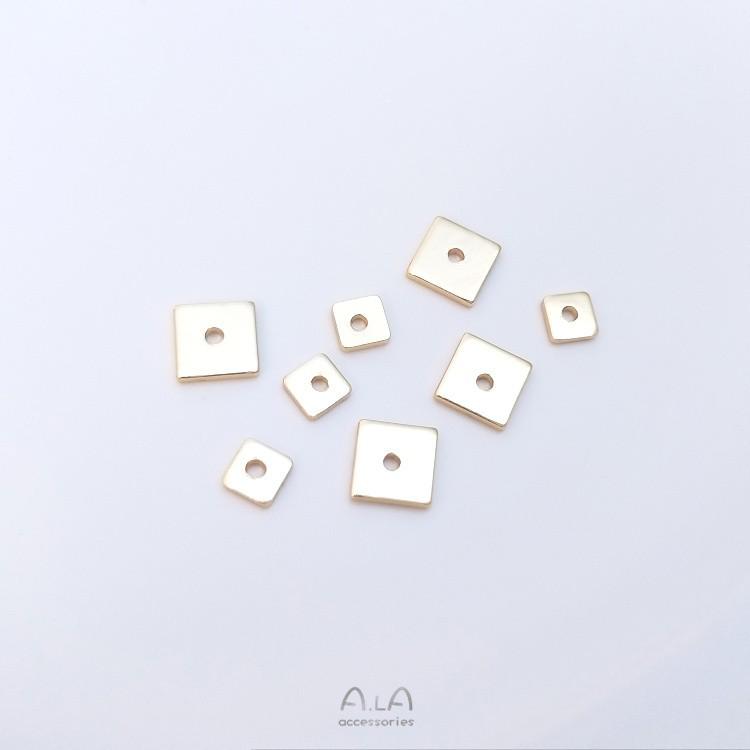 14K Gold Filled Farbecht Quadratischer Kupferplattierter Spacer für DIY Armband/Halskette Schmuck.