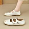 Summer Korean version of Mary Jane flat bottom hundred small leather shoes women's retro square head with one word 2025 new shoes with ballet