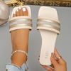 Fashion Fashion New Low Heel Pu Leather Slides Woman Sequins Design Square Toe Slippers Women Summer Slip On Weightlight Sandals Mujer