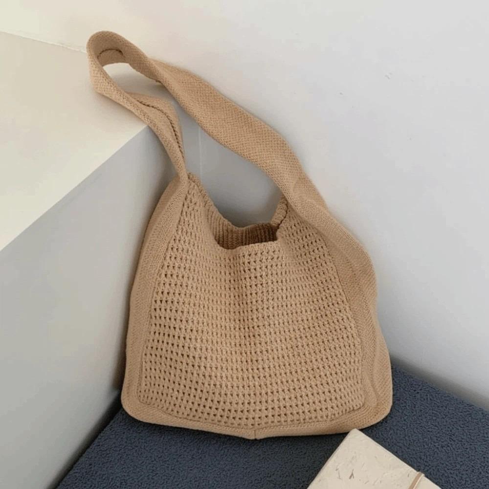 Sweet Crochet Shoulder Bag Large Capacity Seaside Vacation Handbag Knitted Tote Bag  Female