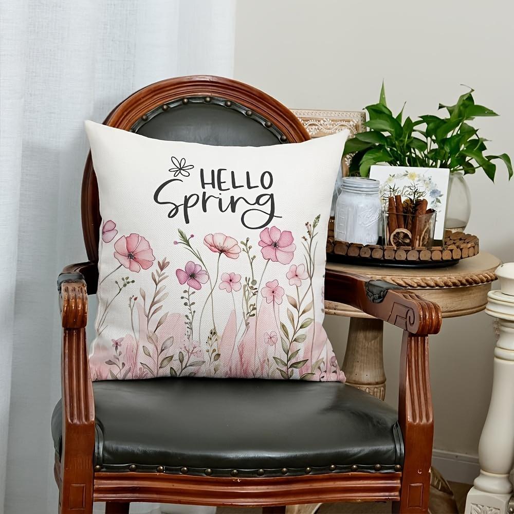 1 piece, spring pillowcase, floral decoration seasonal farmhouse summer sofa cushion single-sided printing, no pillow core