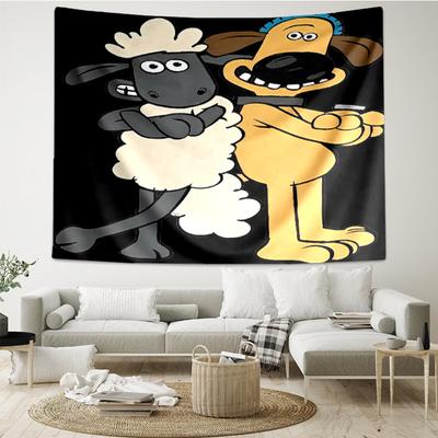 Shaun the Sheep Print Tapestry, Backdrop, Easy Setup, Ideal for Bedroom, Office & Living Room, with Aesthetic Wall Hanging Decor.