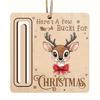Elk Pattern Xmas Tree Pendants Rustic Santa Reindeer Money Holder Ornament, Wooden Cash Gift Card Winter Holiday Home Decorations Clip with