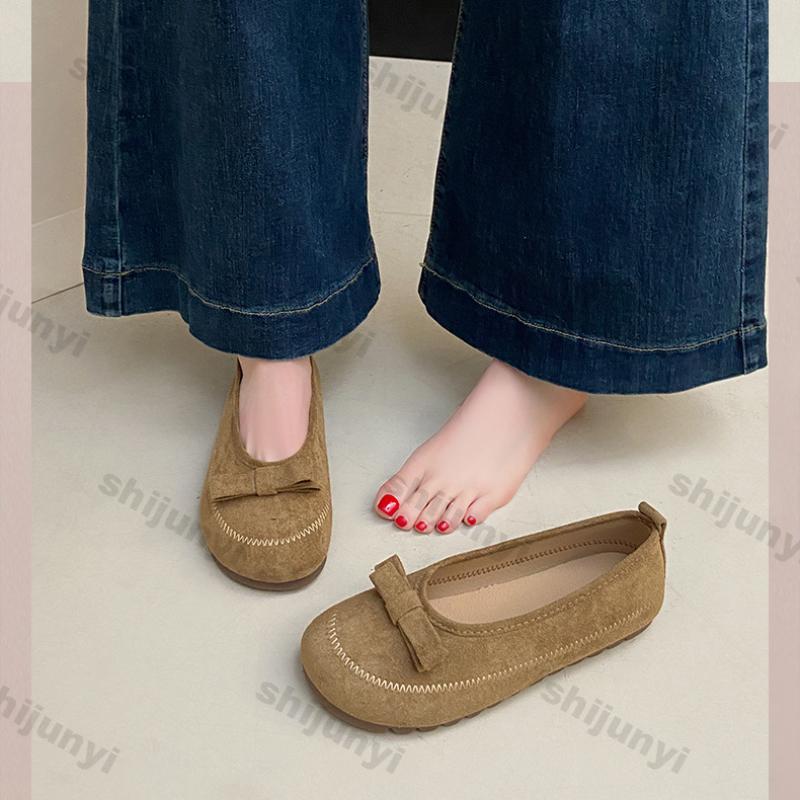 Fashion Women Shoes 2025 New Vintage Bow-knot Round Toe Women's Ballet Shoes Fashion Comfortable Non Slip Soft Sole Casual Flat Shoess