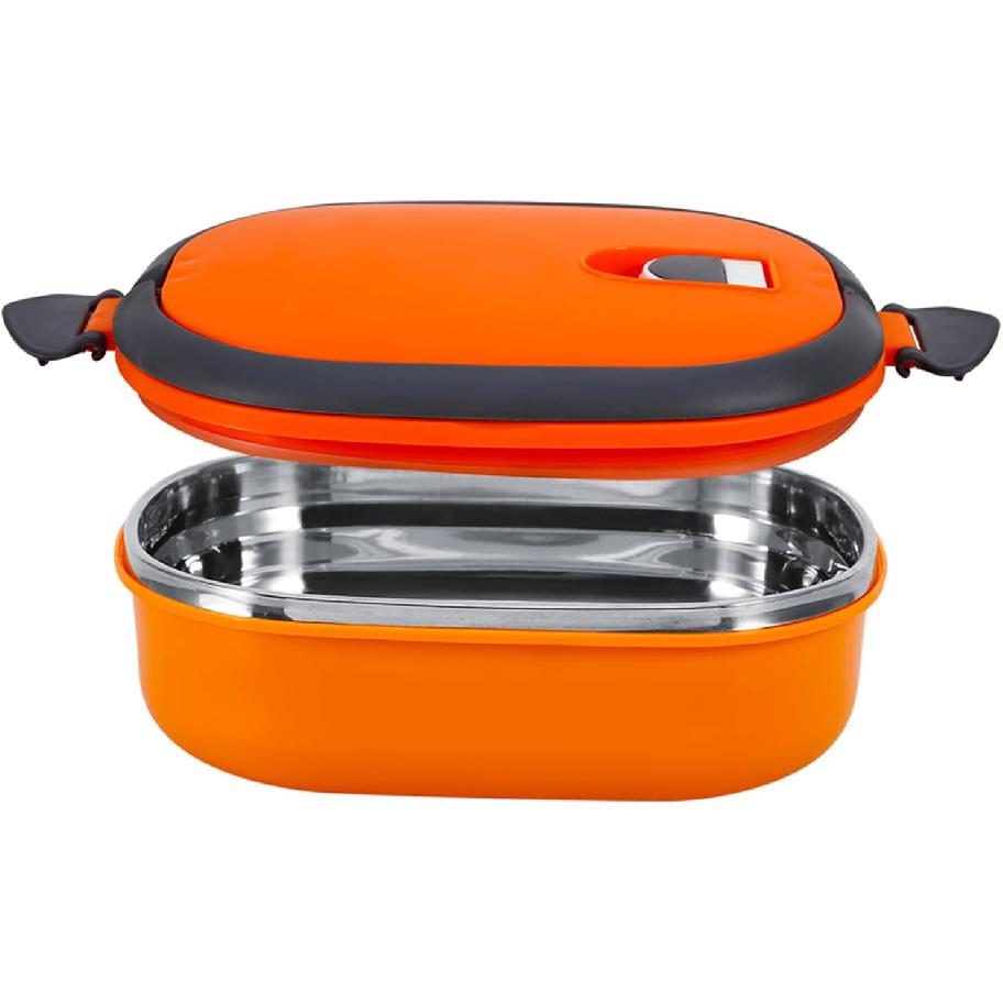 Walfront Stainless Steel Thermal Lunch Box Insulated Food Container 1-Layer Orange Box