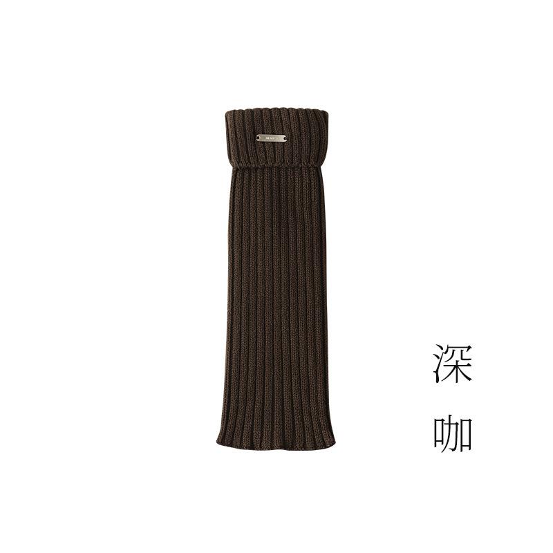 Metal Label Flanged Stockings Set Ins Wind Long Stacking Socks Children'S Autumn And Winter Solid Color Pit Strip Thin Calf Socks