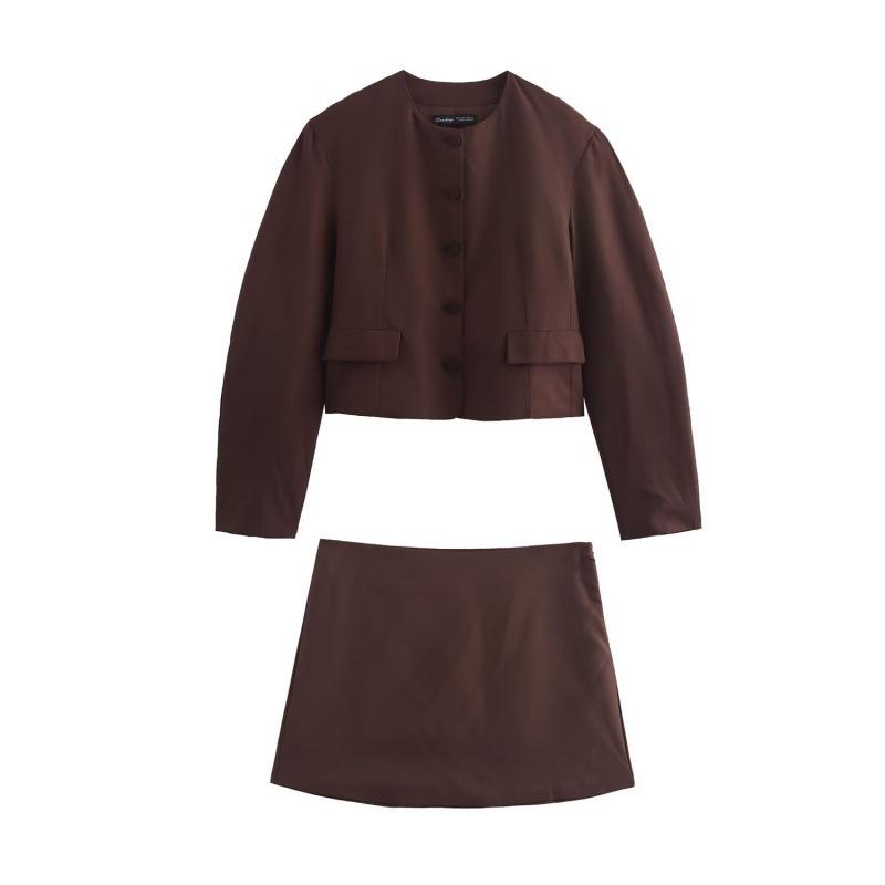 

Autumn Balloon Silhouette Suit Jacket & Mini Skirt Set XS
