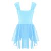 Meisjes Dans Leotards Jurk Mouwloos Gerimpelde V-hals Effen Kleur Performance Leotard Jurk