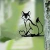 1pc Iron Silhouette Little Fox Trunk Stake Garden Fence Ornament, Elegant Artwork for Home & Garden Party Decor Stylish Wall Art