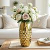 Metal Hammered Vase for Home Decor, Golden