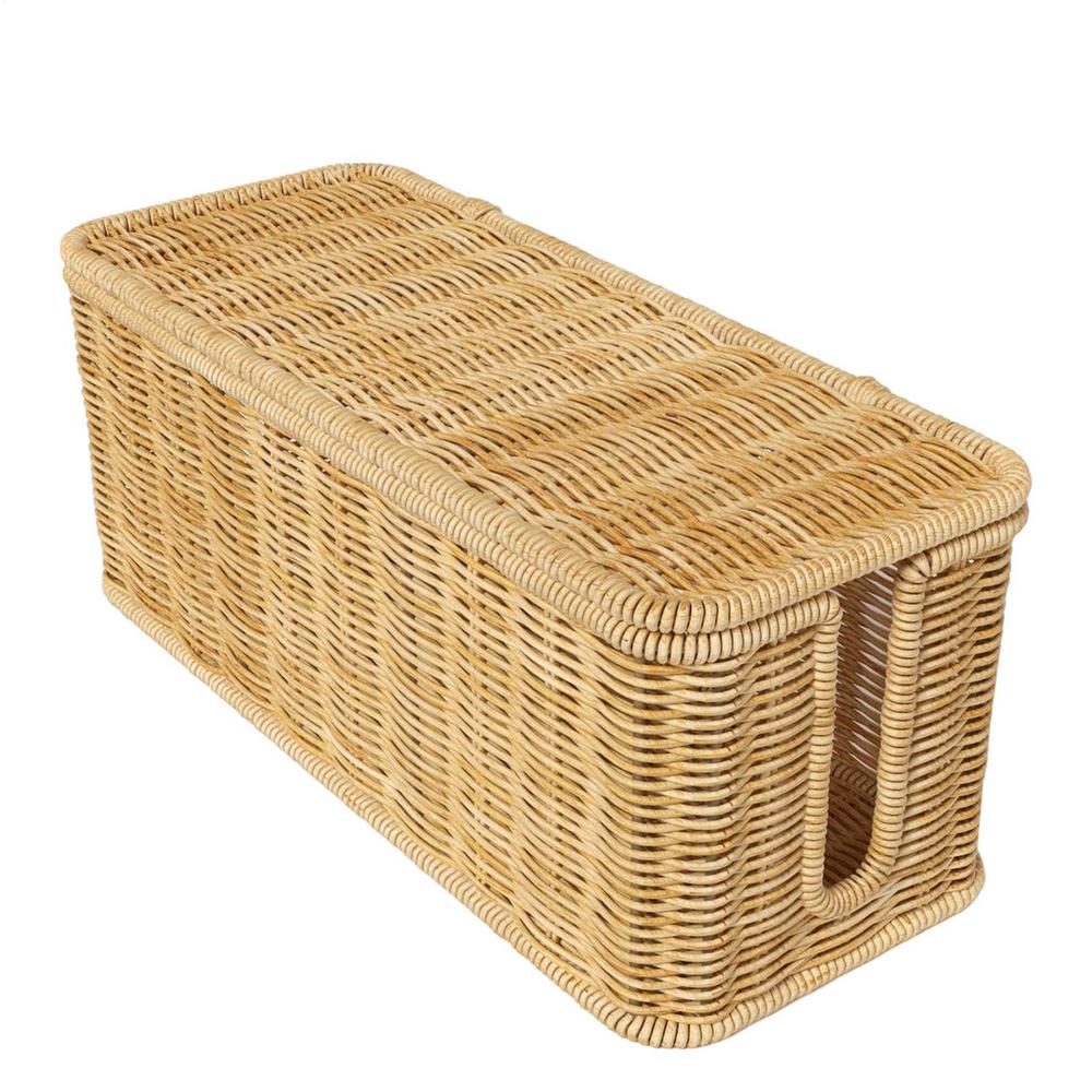 

Imitation Rattan Cable Organizer Box Office Desk Charger Socket Network Line Storage Bin Cord Hider Organizer Box
