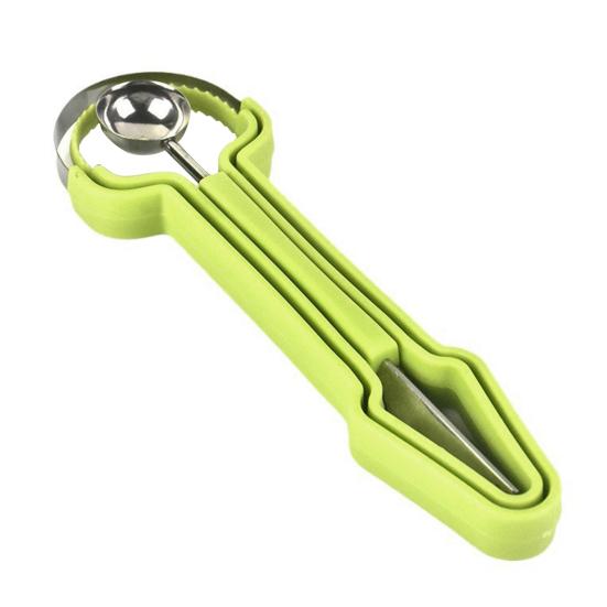 

Stainless Steel Fruit Carving Knife Melon Baller Set 3-In-1 Watermelon Scoop Decorating Tool for Fruit Art Kitchen Tool for DIY Platters Desserts зелёный