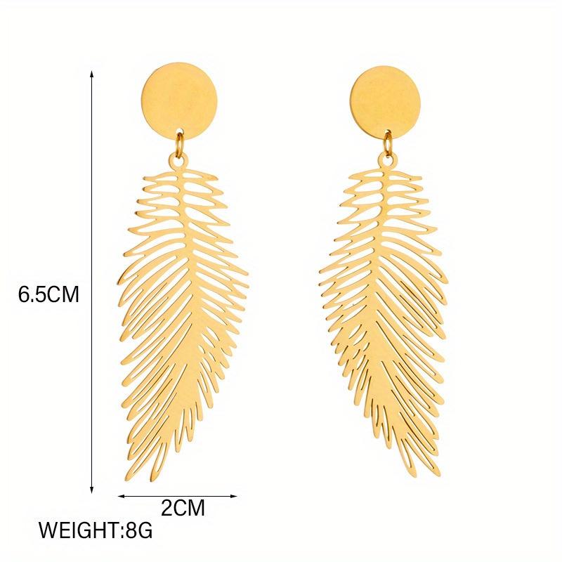 Elegant And Beautiful Feather Decorative Stainless Steel Earrings Jewelry Is Perfect For Daily Dressing And Matching Gifts