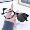 New color-changing anti-blue flat glasses trendy large frame atmosphere pose flat glasses photochromic glasses
