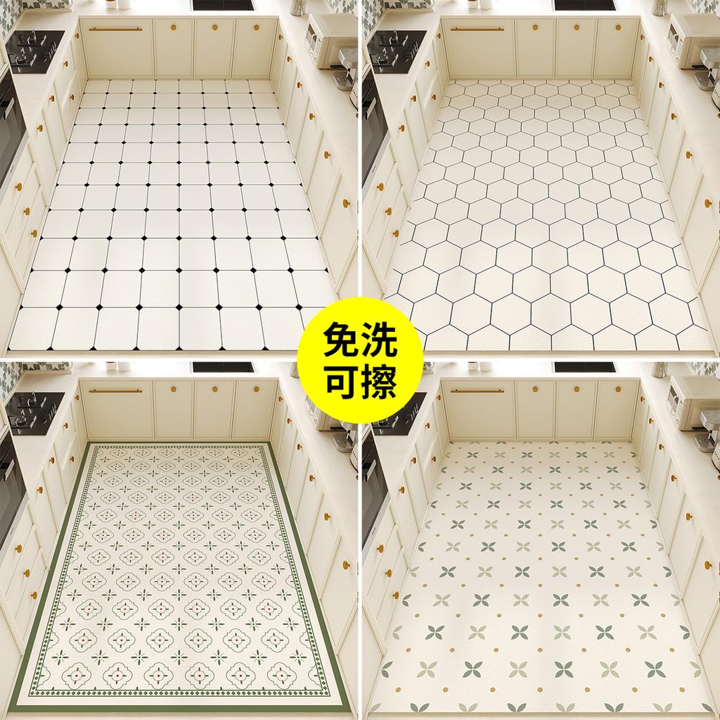 Pvc Scrubbable Leave-In Kitchen Floor Mat Non-Slip, Oil-Proof And Waterproof Household Floor Mat Foyer Entry Anti-Dirty Leather Carpet