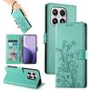 For Xiaomi 17 Wallet Case Butterfly Floral Imprint PU Leather Phone Cover with Wrist Strap