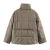 Womens Winter Short Cotton Puffer Jacket With Belt Loose Fit Stand Collar Coat Street Style Casual Wear