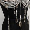 Crystal Beaded Tassels Layered Necklace Halter Neck Chest Chain Shimmering Body Jewelry Camisole Bralette For Women