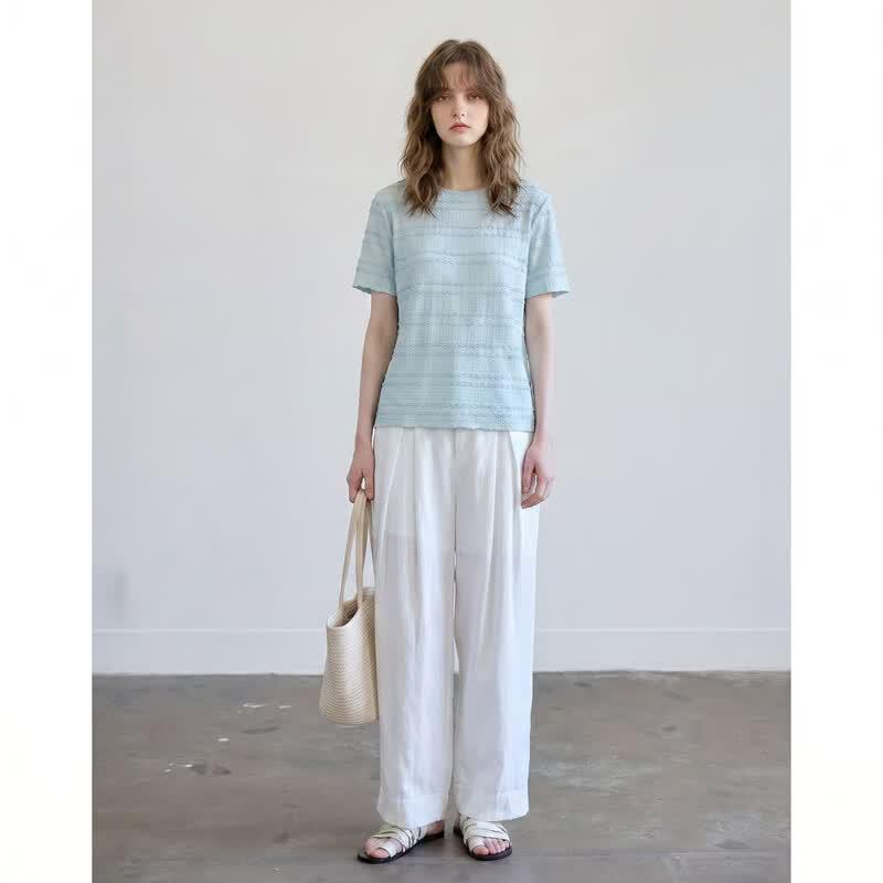 Women's Textured Knit Short-Sleeve T-Shirt