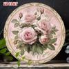 Metal Wall Art Rose Gold Round Poster for Living Room