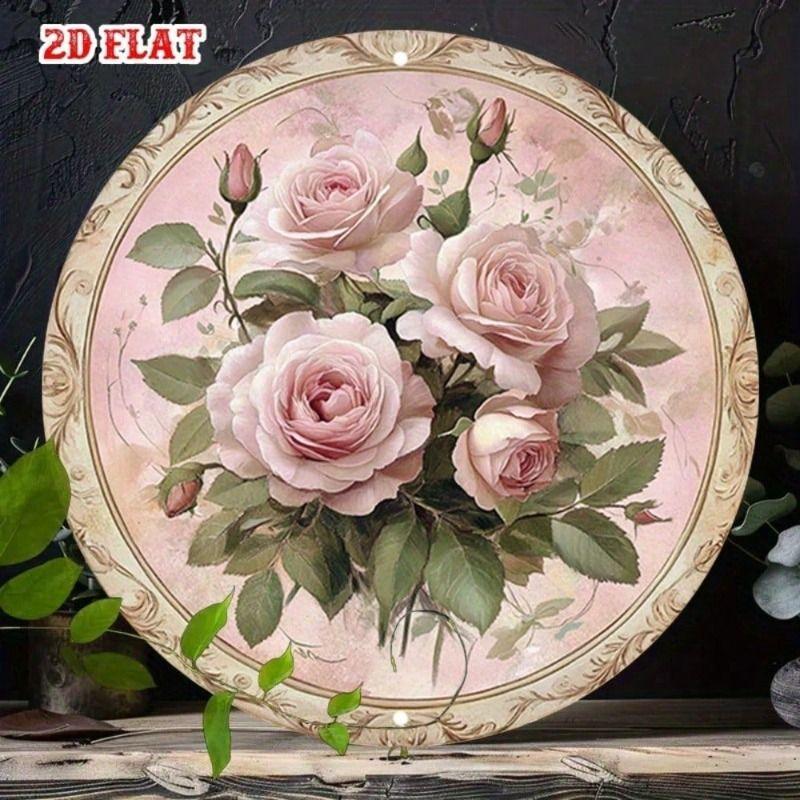 

Metal Wall Art Rose Gold Round Poster for Living Room