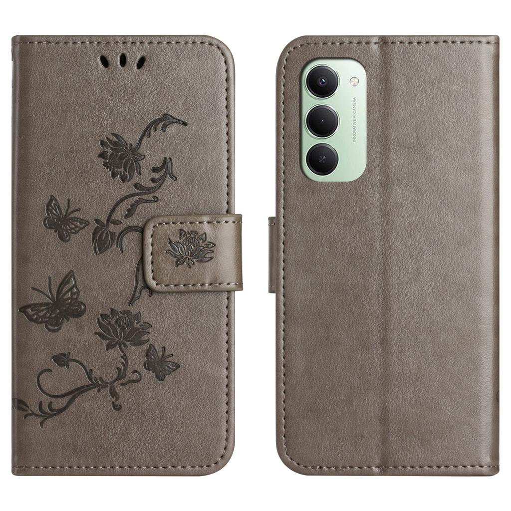 For Xiaomi Redmi 15 4G (EU) (171mm) Case Wallet Stand Imprinted Butterfly Flower PU Leather Phone Cover