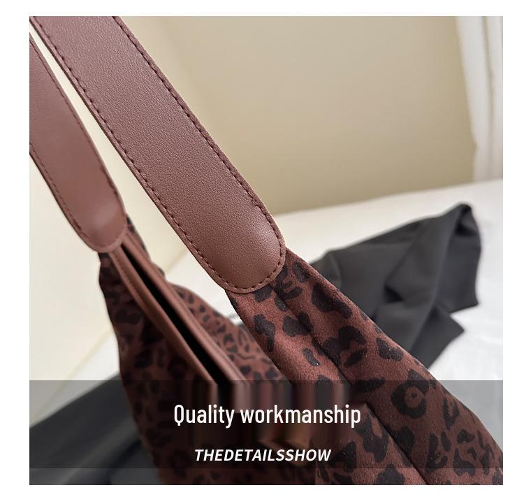 Leopard Print Frosted Handbag - Large Capacity Retro Shoulder Tote for Women, 2025 Autumn Collection