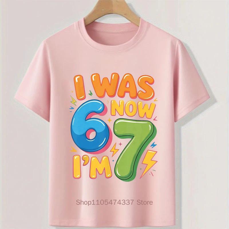 Birthday Six Seven Print Children Tshirts Summer Boys Casual Fashion Colorful Tops Kids Comfortable Oneck Short Sleeve Tees