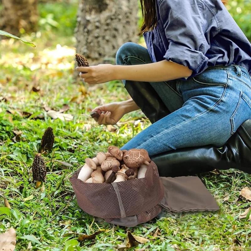 Outdoor Mushroom Picking Bag Basket Breathable Mushroom Hunting Net Bag