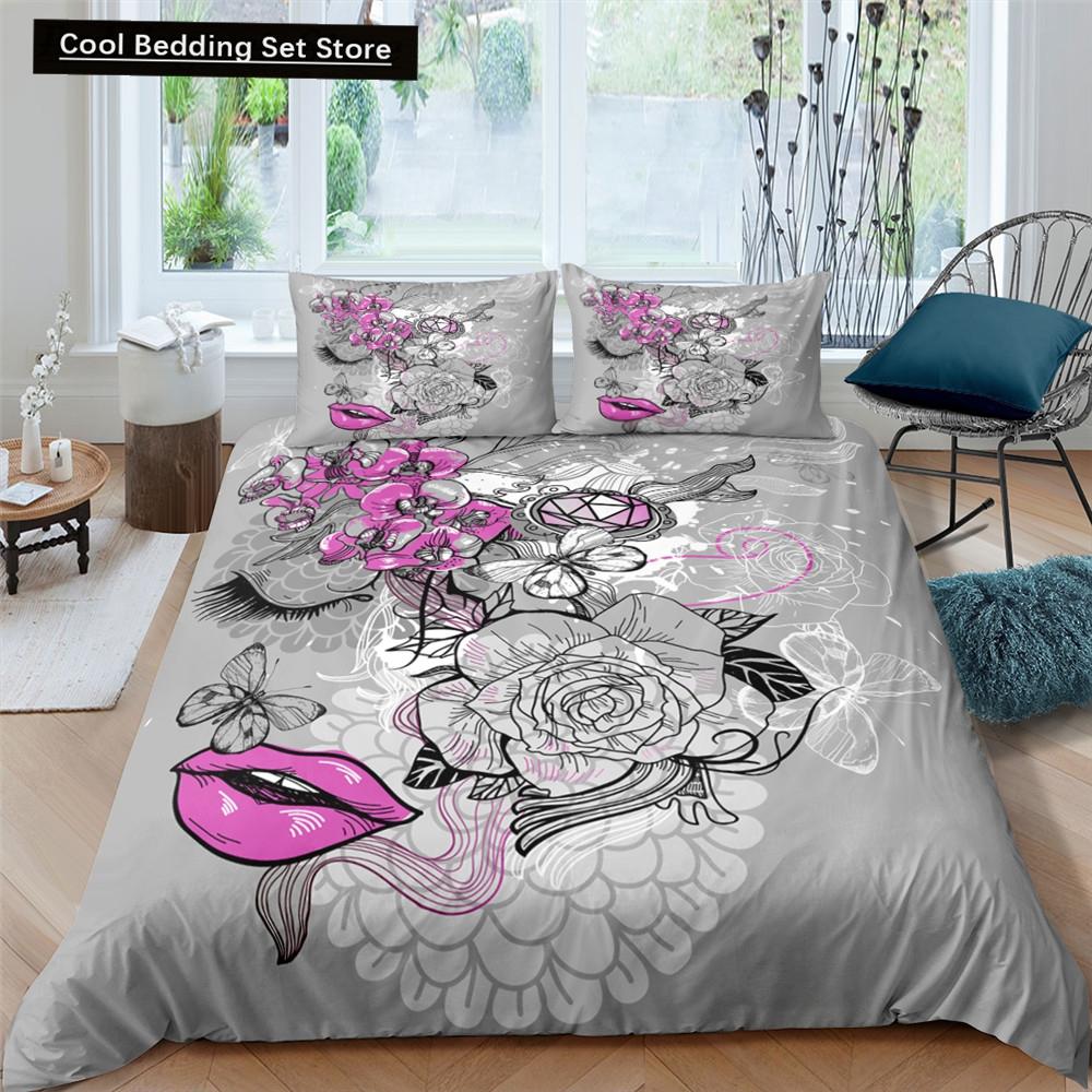 Red Rose King Queen Duvet Cover Romantic Flower Bedding Set Valentine's Day Quilt Cover Couples Floral Polyester Comforter Cover