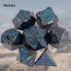 7 Pcs Blue Silver Double Swords Metal Dice Solid Polyhedral Dice Set Suitable for Role-Playing RPG   Pathfinder Board Game