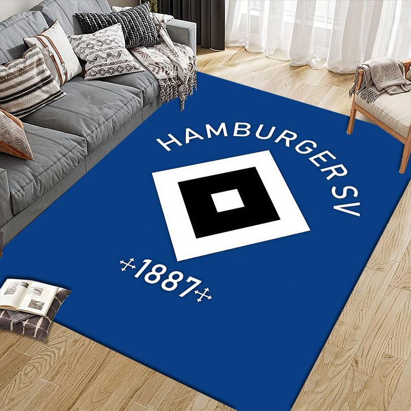 Hamburger SV Printed Carpet, Home Sofa Decoration for Living Room & Bedroom, Non‑Slip Play Flannel Floor Mat for Game Room